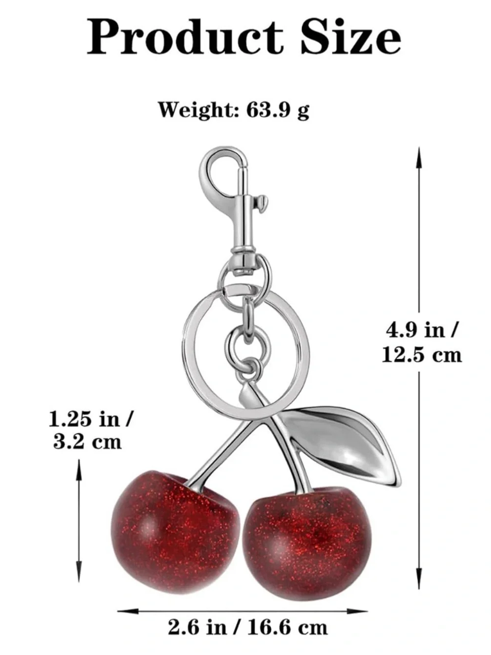 Cherry, Apple or Fuzzy Cherry Bag Charms NWT - Pick 1 - Your Choice of Color - Picture 5 of 7